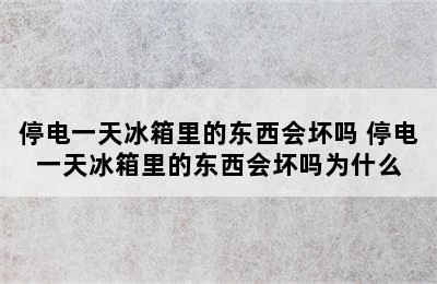 停电一天冰箱里的东西会坏吗 停电一天冰箱里的东西会坏吗为什么